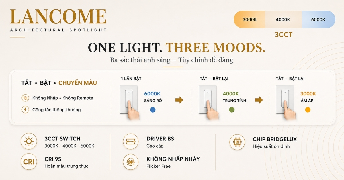 Chuyển đổi 3 màu bằng công tắc thông thường